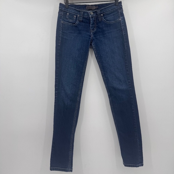 Frankie B Jeans Women 26 Blue Skinny Low Rise Denim 90s Vintage Embroidered - Picture 1 of 15